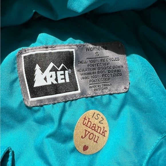 152. REI Women’s Down Puffer Jacket Blue Green Small - Picture 13 of 14